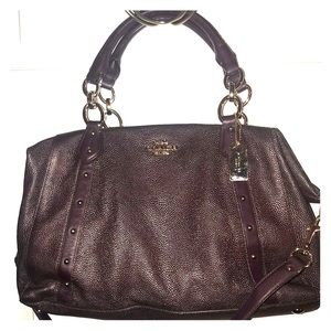 Deep purple caviar leather coach satchel